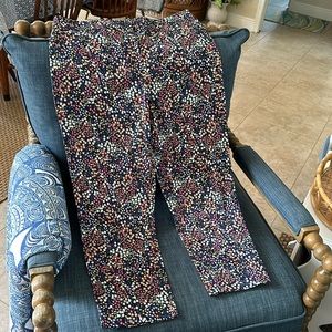 Floral print stretch twill crop. Never worn, non smoking house